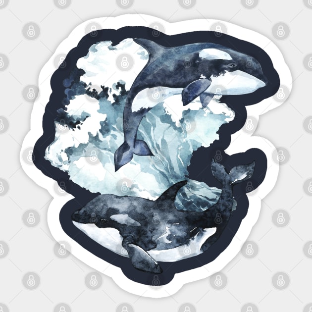 Jumping Orcas Sticker by Lucia